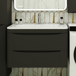 Style Line Мебель для ванной Бергамо Мини 80 подвесная черная Люкс антискрейтч Plus – фотография-4